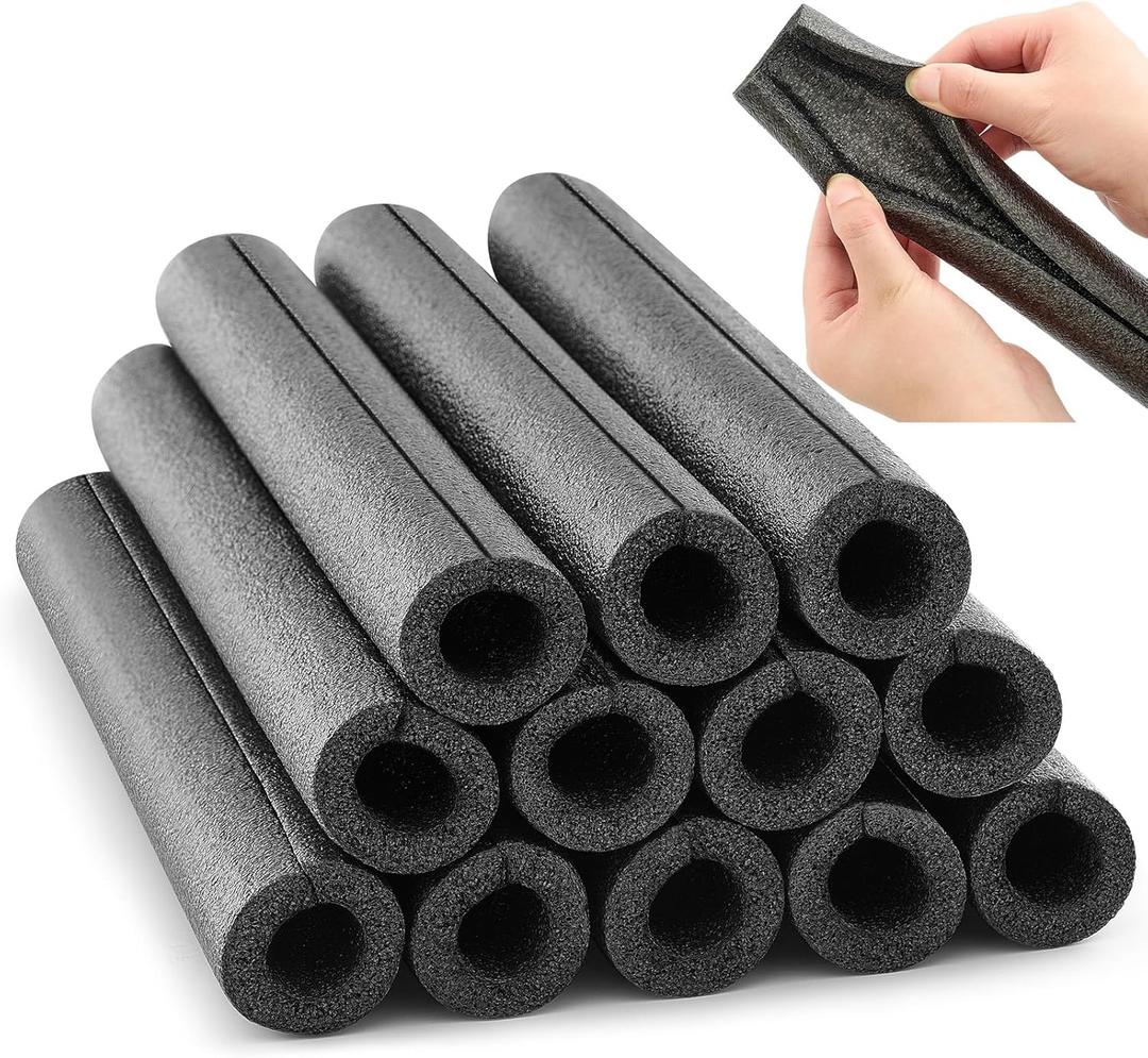 Amylove 12 Pcs 1 Feet Pipe Insulation Foam Tube Pool Noodles Insulating Water Pipe Swim Noodles Heat Preservation Pipes Covers for Tubing Outdoor Freeze Protection(Black,1 Inch)