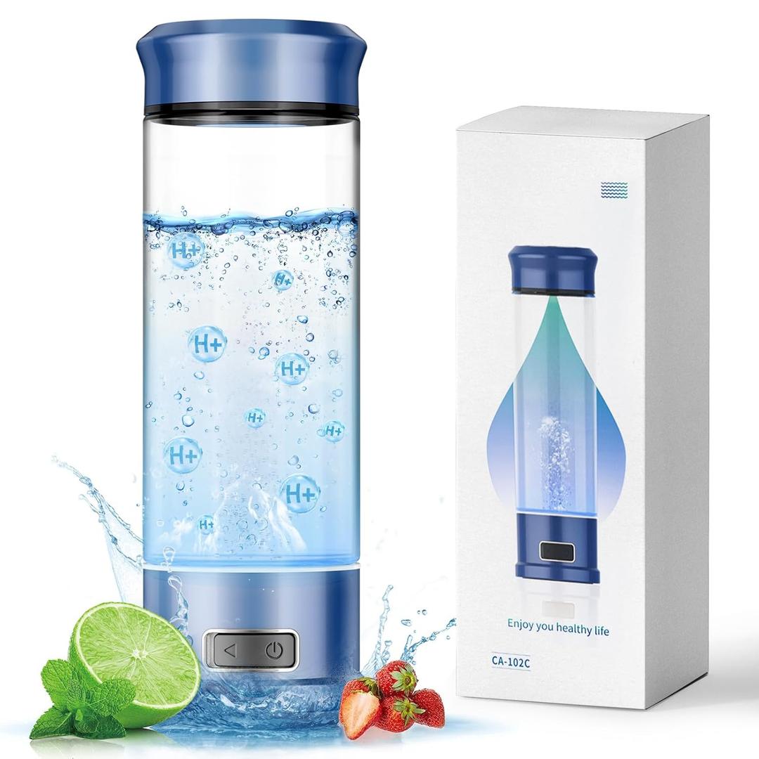 Hydrogen Water Bottle, Portable Hydrogen Water Bottle Generator, 1500 PPB Smart Hydrogen Water Machine with SPE/PEM Tech, Rechargeable Ionizer Machine for Home, Travel & Office Fitness Drinking
