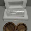 NUPTIO Hurricane Candle Holder for Centerpiece: Glass Pillar Candle Holder with Rustic Brown Wooden Plate - Set of 2 Floating Candles Cylinder Vase for Outdoor Wedding Table Decor