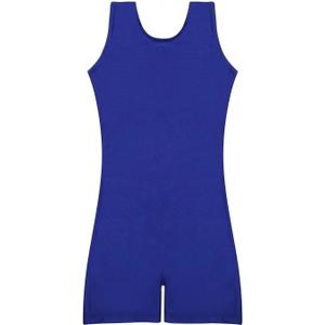 speerise High Stretch Gymnastics Leotards for Girls with Hair Scrunchie, Unitard Kids Short Tank Biketard Dance Costumes (9-10 Years, Royal Blue)
