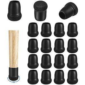 20 Pack Chair Leg Floor Protectors for Hardwood Floors, Round Rubber Furniture Sliders, 360°Felt Pad Bottom Wrapped Thickening Silicone Furniture Legs Caps Covers(Round,Black-S)