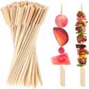 6 inch Bamboo Skewers, 100 PCS Bamboo Sticks for Cocktail Appetizer Toothpicks Kabab Skewers Picks Paddle Wooden Skewers for Cocktail, Fruit, Grilling, Drink, BBQ, Fondue(6 Inch)