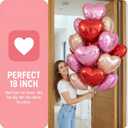 18 Inch Red & Pink & Champagne Gold Heart Balloons, 30 Pcs Heart Shaped Foil Balloons for Valentines Day, Wedding, Birthday - 10 Red, 10 Pink, 10 Champagne Gold Balloons set- Support Helium