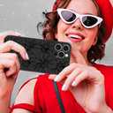 MZELQ for iPhone 13 Pro Case, Silicone Black Floral Flowers Cute Pattern, Magnetic Compatible with MagSafe Sunflowers Camera Protection Phone Case