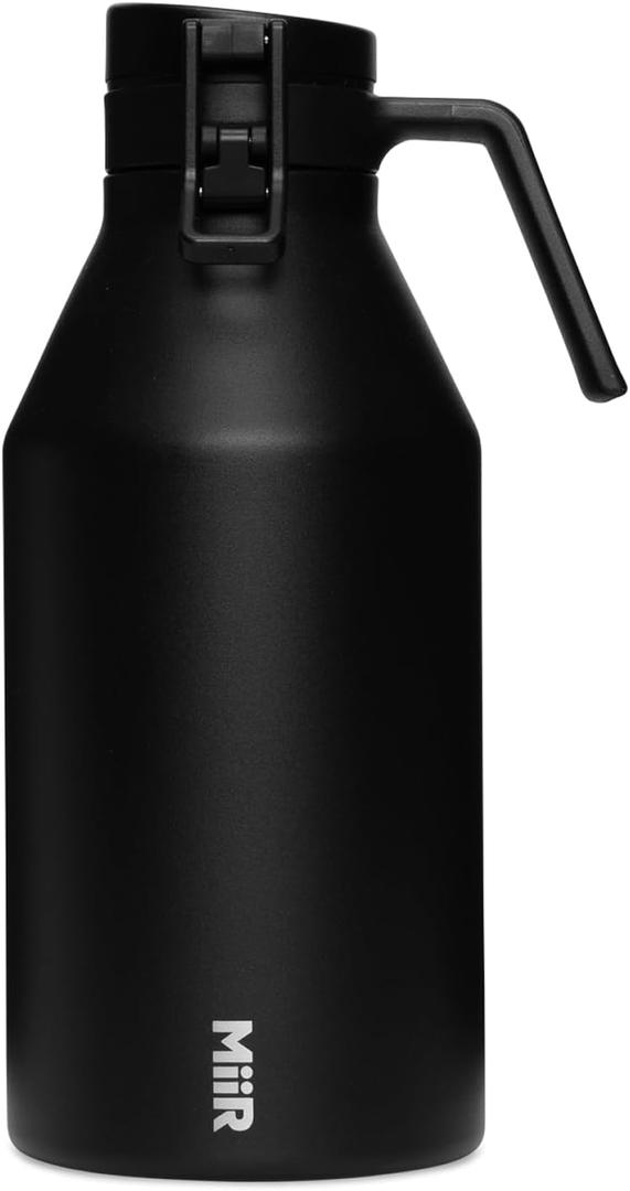MiiR Stainless Steel Vacuum Insulated Beer Growler, Thermal Bottle for Fresh, Cold Craft Brews, Portable Container with Pressure Locking Leakproof Lid (Black)