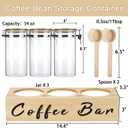 54 oz Glass Coffee Bean Storage Container with Shelf 3PCS Glass Containers with Airtight Locking Clamp Lid Spoons Coffee Canister Set Jars for Kitchen Food Storage Tea Sugar Wood