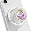 Magnetic Ocean Style Expandable Collapsible Mobile Phone Grip Stand Holder for Smartphone Tablet Cell Phone Accessory (Violet)