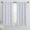 RYB HOME 54 inch Curtains for Living Room, Rod Pocket Thermal Insulated Small Window Drapes Room Darkening Shades for Bedroom Studio Dorm, W 42 x L 54 inch, Set of 2 Panels, Greyish White