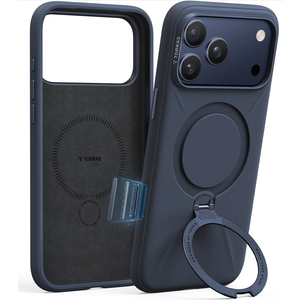 TORRAS Q3 Silicone 360 Spin for iPhone 17 Pro Case with Stand, Fit for MagSafe, Magnetic Ring Kickstand with Camera Control, Liquid Silicone Rubber Soft Phone Case for iPhone 17 Pro 6.3'', Deep Blue