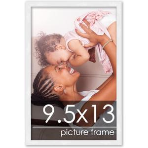 Poster 9.5x13 Frame White Solid Pine Wood Picture Frame | UV Acrylic, Foam Board Backing & Hanging Hardware