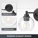 VONLUCE Bathroom Light Fixtures, 2-Light Bathroom Vanity Light with Globe Glass Shades E26 Sockets, Vanity Lights for Bedroom Hallway Living Room, Black Finish