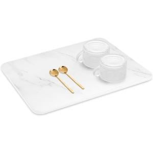Large Stone Dish Drying Mat for Kitchen Counter, Quick Drying Diatomaceous Earth Stone Mat, Super Absorbent Marble Dish Drying Pad, Heat Resistant Non-Slip Rack Tableware Mat(15.7x23.8 inch)