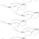 LUR READING GLASSES 6 Pack Spring Hinge Comfort Plastic Readers (Clear)