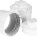 Gadpiparty 2 Pcs 4" PVC Sewer Cleanout Cap, Sewer Pipe Cap, With Plug Pipe Fitting, for Outdoor Garden, RV, and Other Drainage Piping System