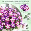 MARTINE MALL Artificial Flowers for Outdoors, 4 Bundles Realistic Fake Outdoor Flowers, UV Resistant Silk Petunia Flower for Outside Look Real Faux Flower Plants for Outdoor Porch, Fuchsia, Rose Red