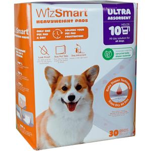 WizSmart Heavyweight Dog Pee Pads for Large Dogs, Puppies, Seniors Ultra Absorbent, Leak Proof, Odor Control, Quick Dry, Training Pads with Stay Put Tabs 23.5" x 22", 10 Cup Capacity