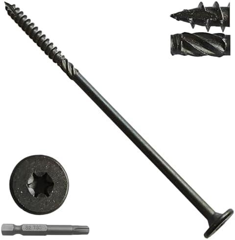 #14x6 Inch Heavy-Duty Outdoor Structural Wood Deck Screws, (5lb, 108pcs) Star Drive Decking Screws, Rust Resistant Timber for Timber/Log/Landscaping Wood (5lb Per Box, #14x6)