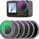 NEEWER CPL & ND Filter Compatible with DJI Osmo Action 4/Action 5 Pro (6 Pack), Screw On CPL+ND8+ND16+ND32+ND64+ND1000 Filter Kit Action Camera Accessories Multicoated HD Optical Glass, FL-A13