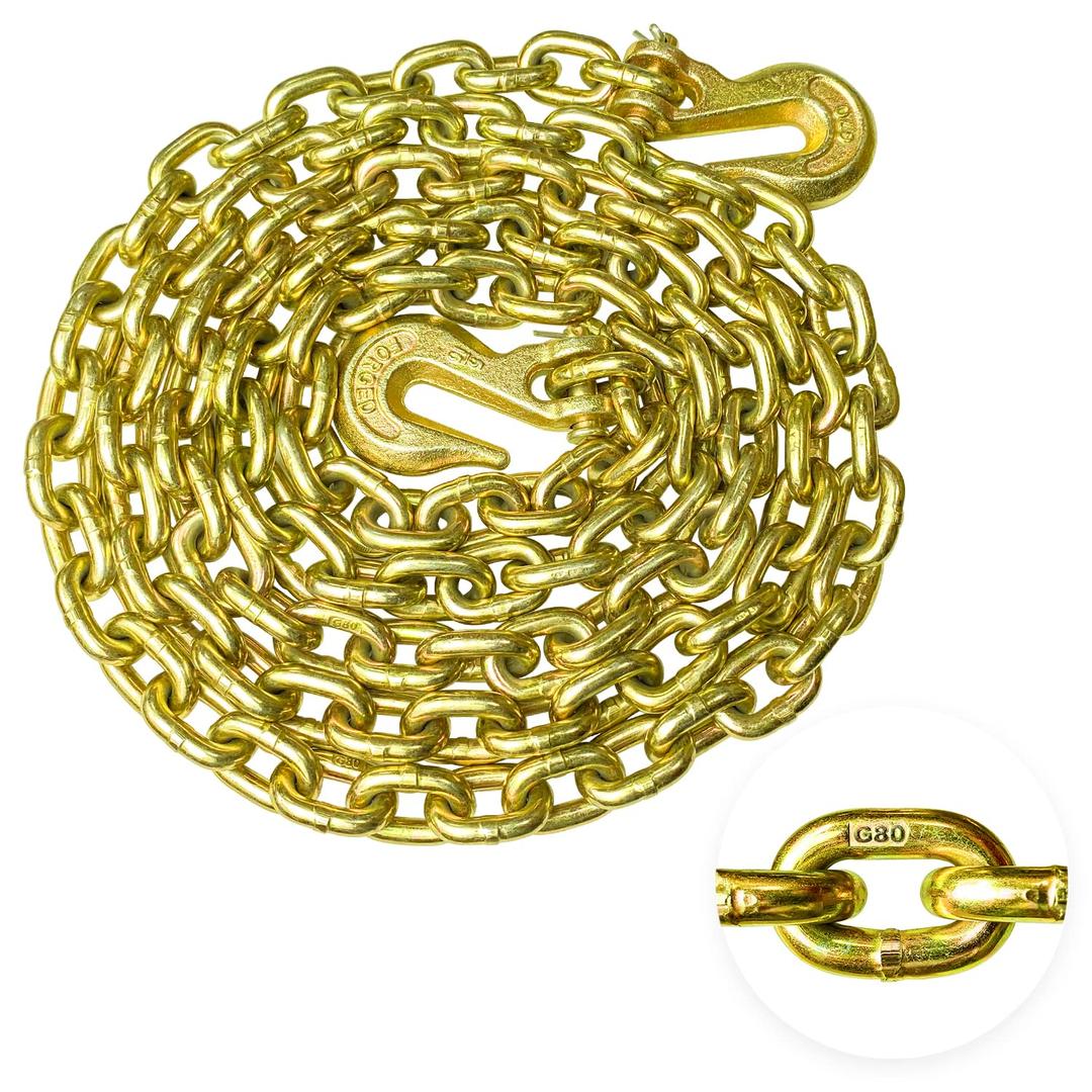 G80 Transport Binder Chain 5/16 Inch x 10 Foot Safety/Binder Chain with Clevis Grab Hooks 4,900 lbs Safe Working Load Logging Chain for Transporting Towing Tie Down Binding Equipment G80 Transport Binder Chain 5/16 Inch x 10 Foot Safety/Binder Chain with Clevis Grab Hooks 4,900 lbs Safe Working Load Logging Chain for Transporting Towing Tie Down Binding Equipment