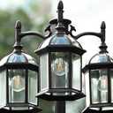 Aluminum Outdoor Lamp Post Birdcage, Hardwired Street Light Post for Outside, 3-Head Pole Light Modern Lamp Post Outdoor Lighting with Clear Glass Panels for Garden Patio Backyard Walkway Driveway