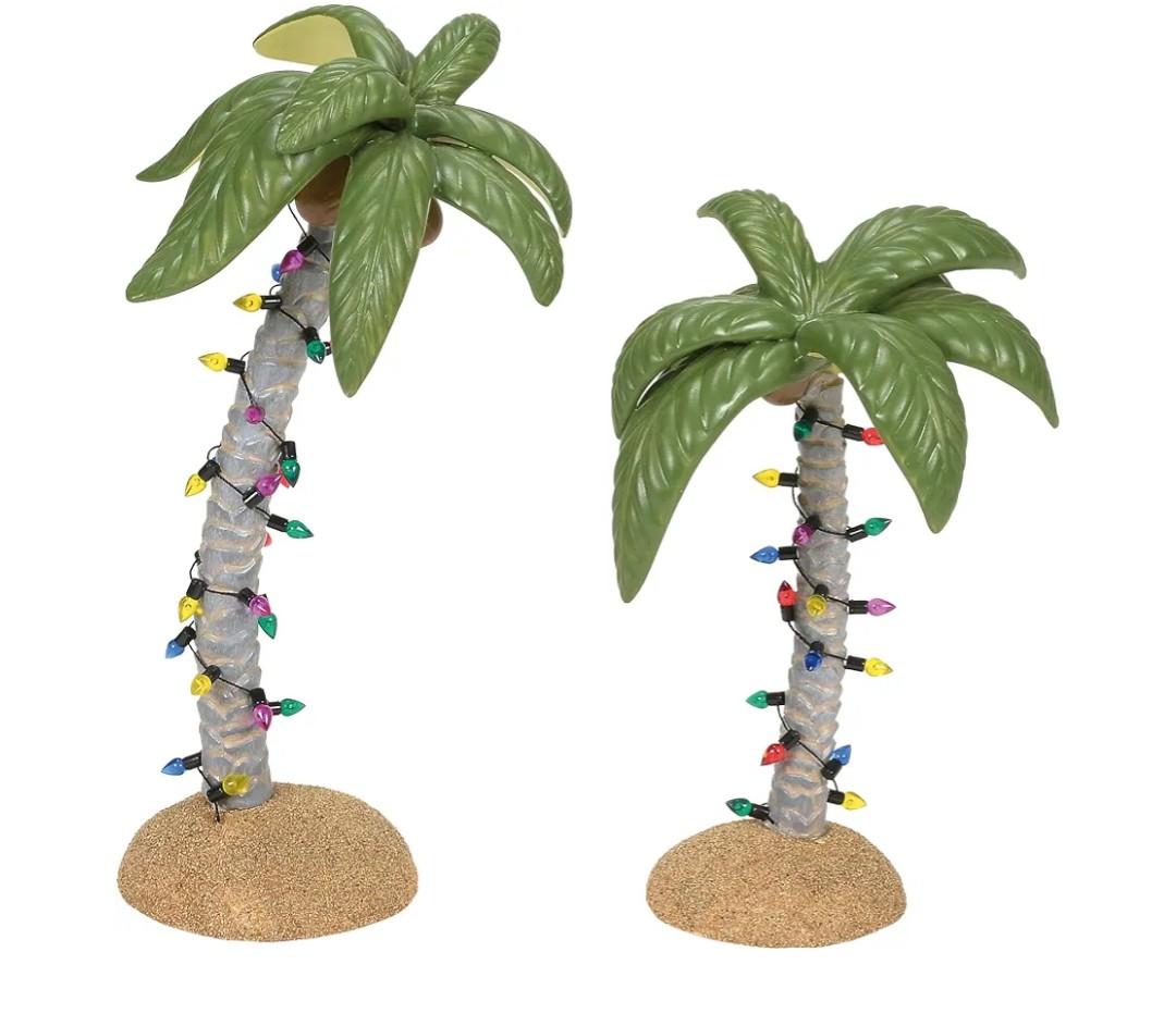 Department 56 Village Collection Accessories Christmas Palm Trees Figurine Set, Various Sizes, Multicolor