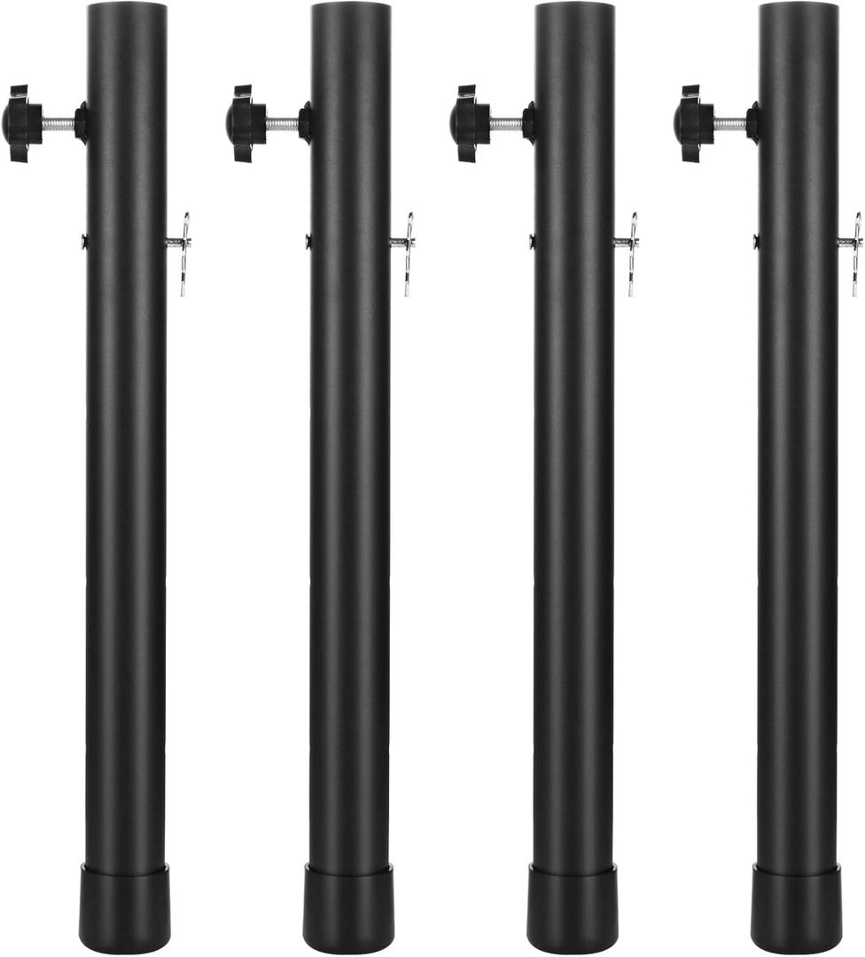 4 Pack Adjustable Table Leg Extenders - 17.3 Inch Black Heavy Duty Steel Folding Table Risers With 4 Levels