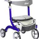 Drive Medical Nitro DLX Foldable Rollator Walker for Seniors, Adults, and Disabled - Hand Activated Brakes, Padded Seat, and Storage Bag - Sleek Blue
