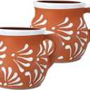 Baderke 2 Pack Mexican Pottery Mugs Mexican Coffee Mugs Clay Cups for Women Men Birthday Graduation Wedding Holiday Parties Gifts, White Terracotta Design, 12 oz