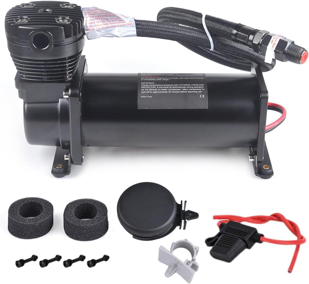 200PSI 3/8 NPT Heavy Duty Air Train Horn/Air Ride Suspension Compressor 12V Black