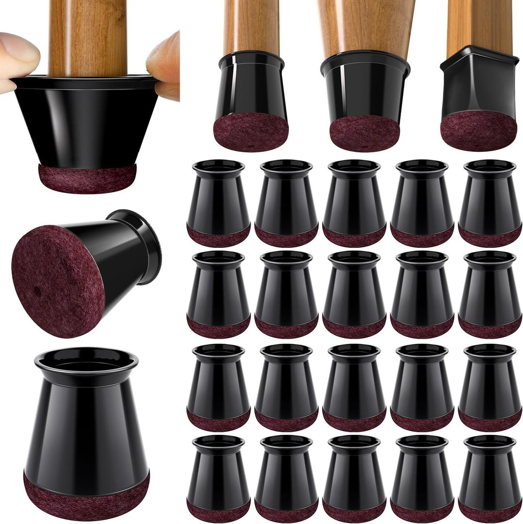 BUMACO Chair Leg Floor Protectors Chair Leg Protectors for Hardwood Floors Silicone Pads Covers to Protect Floors Black-20 Pcs Universal XS (8/16"-15/16")