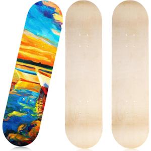Honoson 3 Pcs Blank Skateboard Decks Bulk 32 x 8 Inch 7 Ply Maple Wooden Plain Skate Decks Natural Wood Double Tail Skateboard for Art Painting Wall Home Decoration