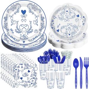 Zhehao 24 Sets Something Blue Bridal Shower Party Supplies Bachelorette