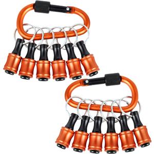 Upgrade Orange 12Pcs Bit Holder Keychain, 1/4 inch Hex Shank Bit Holders, Quick-change Design For Nut Driver, Screwdriver & Drill Bits, Include Keychain Carabiner, Push to Unlock (A5-sct)