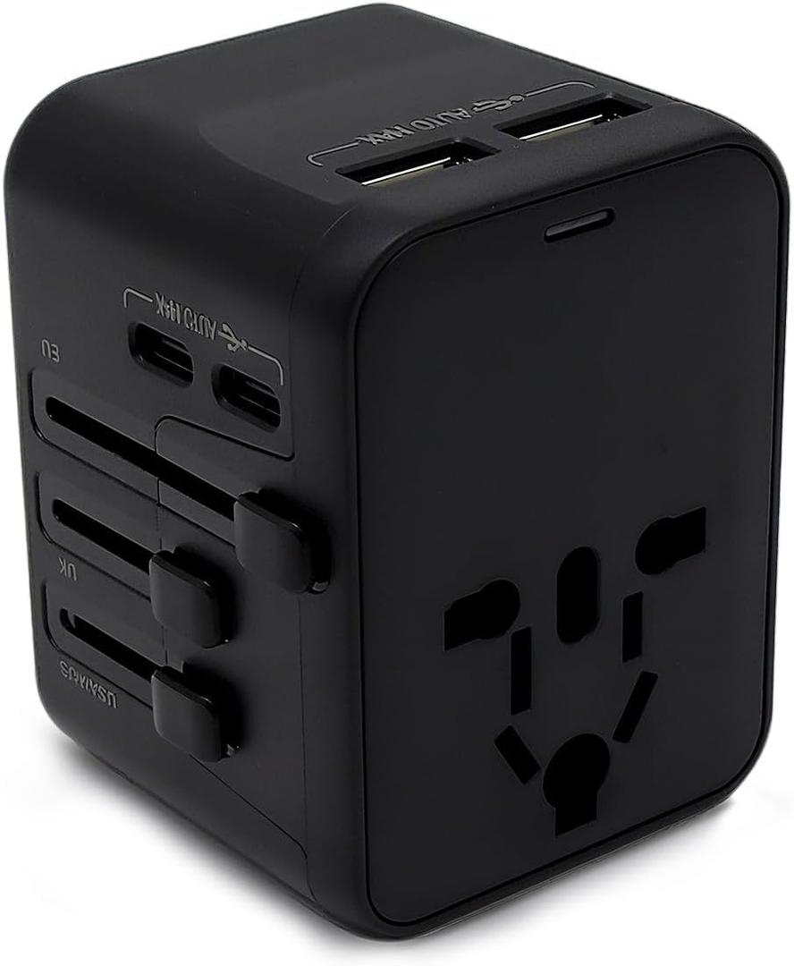 Travel Conversion Socket,Universal in Multiple Countries,Safe and Fast Charging,Easy to Carry,Black