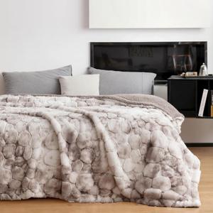 50x70 Inches Ultra-Soft Fuzzy Faux Fur Plush Throw Blanket - Thick, Warm Sherpa for Couch, Sofa, Bedroom, Camping - Decorative Blanket for Cozy Warmth,680 GSM Cloud Brown Tie Dye