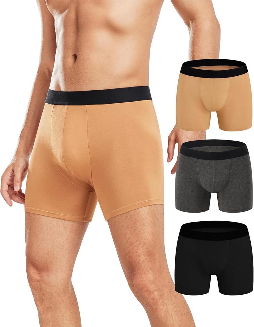 Men's Incontinence Underwear, Leak Proof Washable Reusable Bladder Control Protective Boxer Briefs High Absorbency 3 PackMulticolor, Large (Nude&dark Grey&Black)