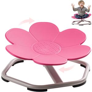 ROBUD Kids Sensory Swivel Chair, Autism Kids Swivel Chair with Non-Slip Design, Training Body Coordination, Flower Shape Wobble Chair, No Assembly, Pink (Rose Red)