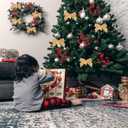 24 Pcs Velvet Bows for Christmas Tree with 12 Branch Artificial Red Berry,Vintage Velvet Ornaments Ribbon Bows for Tree Garland Wreath Xmas Decorations (Brown)