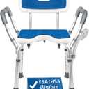 TooCust Extra Wide M-Shaped & Padded Armrests Shower Chair, 500lbs Capacity, Bariatric, Blue, Aluminum, Bath & Shower Safety Seating