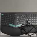 Nulea Wireless Ergonomic Keyboard, Split Keyboard with Cushioned Wrist Rest, USB and Bluetooth Connectivity, USB-C Rechargeable, Compatible with Windows Mac (A-Green-Gray)