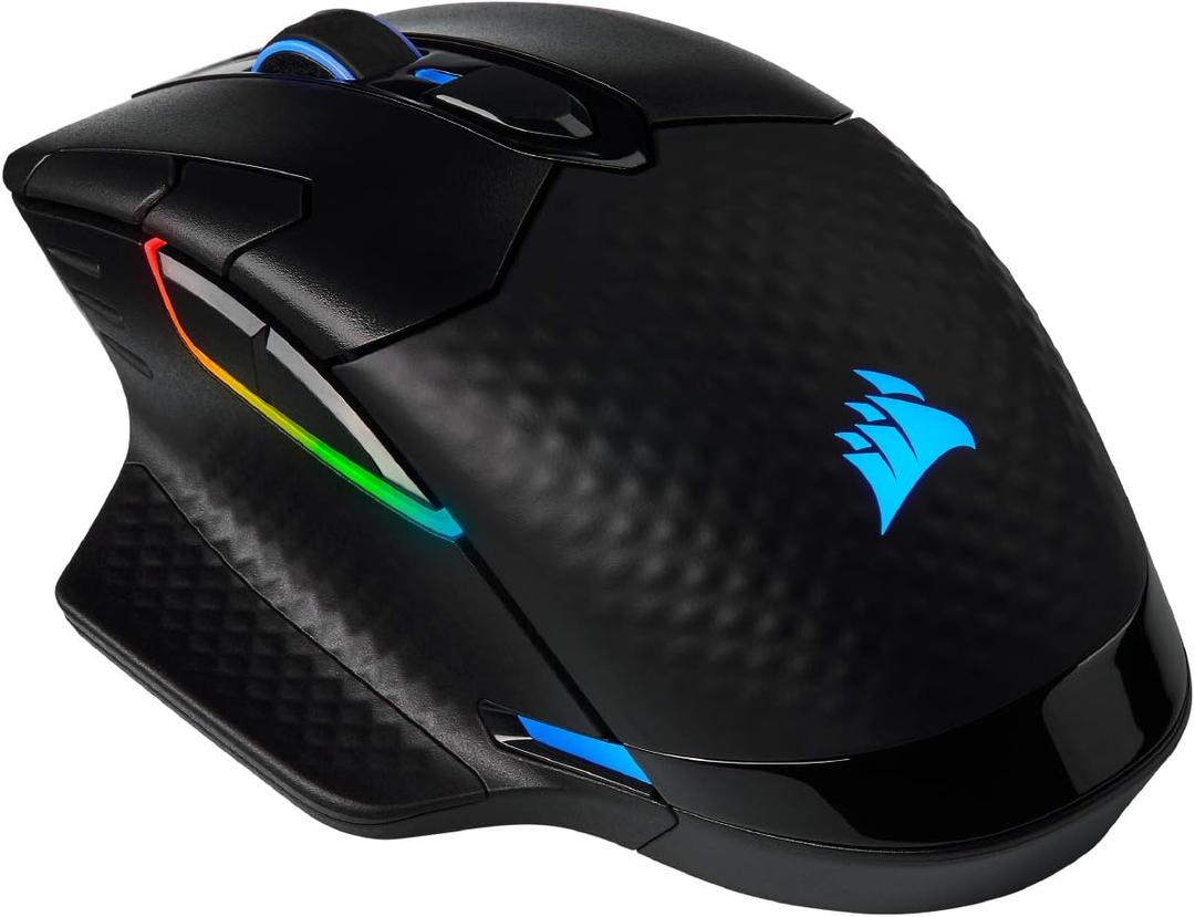 Corsair Dark CORE RGB PRO Wireless/Wired FPS MOBA Gaming Mouse  18,000 DPI, Fast Response Time, 8 Programmable Side Buttons, Dynamic Multi-Color Backlighting  Black