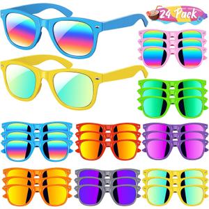 24Pcs Kids Sunglasses Bulk with UV Protection, Neon Sunglasses for Summer Beach Party Favors Toys, Goody Bag Stuffers, Classroom Prizes