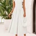 ZESICA Women's Summer Spaghetti Strap Maxi Dress 2026 Tie Shoulder Square Neck Flowy Wedding Guest Party Beach Long Dresses, XL