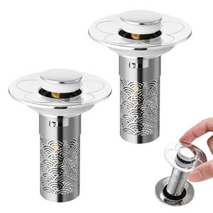 4PCS Bathroom Sink Stopper Hair Catcher, Pop Up Sink Drain Filter with Removable Stainless Steel Filter Basket for Bathroom Sink, Anti Clogging Hair Catcher (Suitable for 1.1-1.37 Inner Diameter)
