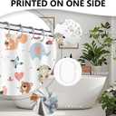 Animal Shower Curtain for Kids, Boho Tropical Animals Shower Curtains Nursery Giraffe Crocodile Hippo Zebra Monkey Cartoon Bath Curtains, Waterproof Educational Bathroom Set with 12 Hooks 72X72 Inch