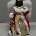 WIOR 12Inch Black Angel Christmas Tree Topper with White Feather Wings, Led Lighted Xmas Tree Topper Angel Figurine Ornament Christmas Tree Decorations for Home Holiday Party Wedding Christmas Decor