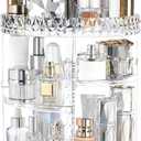 ZHIAI 360 Rotating Makeup Organizer, Large Capacity Cosmetics Organizer for Perfume Holder Organizer Countertop, DIY Adjustable Bathroom Makeup Carousel Holder Rack, Clear Diamond