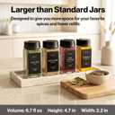 EDELHAUS Large Glass Spice Jars with Label and Black Rotating/Sprinkle Lids (12 x 6.7 fl oz) Spice Containers with 160 Labels, Shaker Inserts, Funnel, Empty Square Containers [4.7 in 2.2 in]