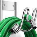 Josmimic Stainless Steel Garden Hose Holder - Extra Large Heavy Duty Silver SS304 Wall Mounted Hanger for Water Hose, Extension Cords, Vacuum Lines, Anti-Rust