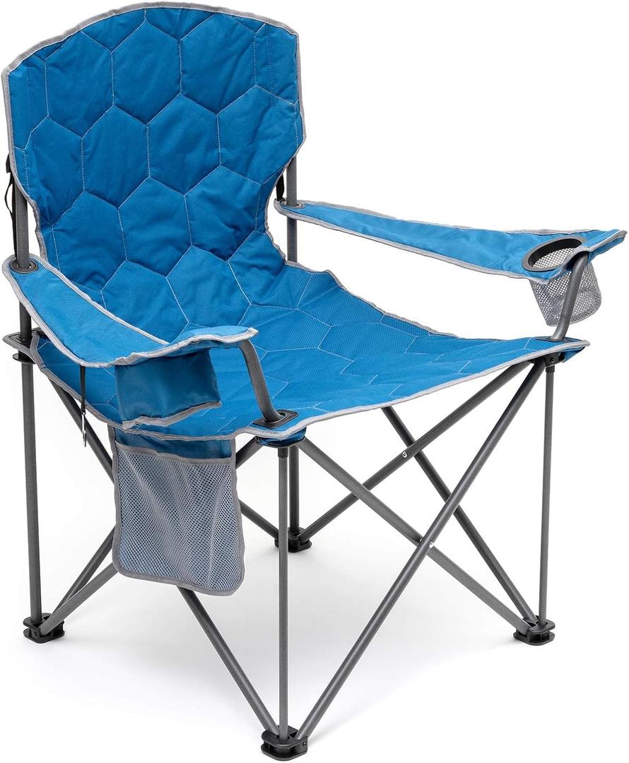 SUNNYFEEL XXL Oversized Camping Chair Heavy Duty 500 LBS for Big Tall People Above 6'4 Padded Portable Folding Sports Lawn Chairs with Armrest Cup Holder & Pocket for Outdoor/Travel/Picnic/Camp, 28D x 42W x 41H in